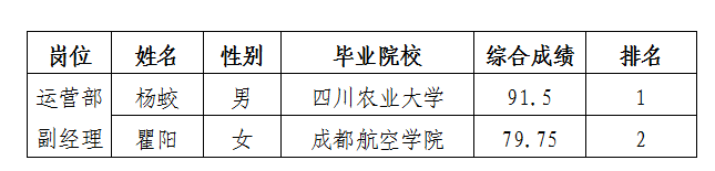 停车公司内部竞聘效果公示